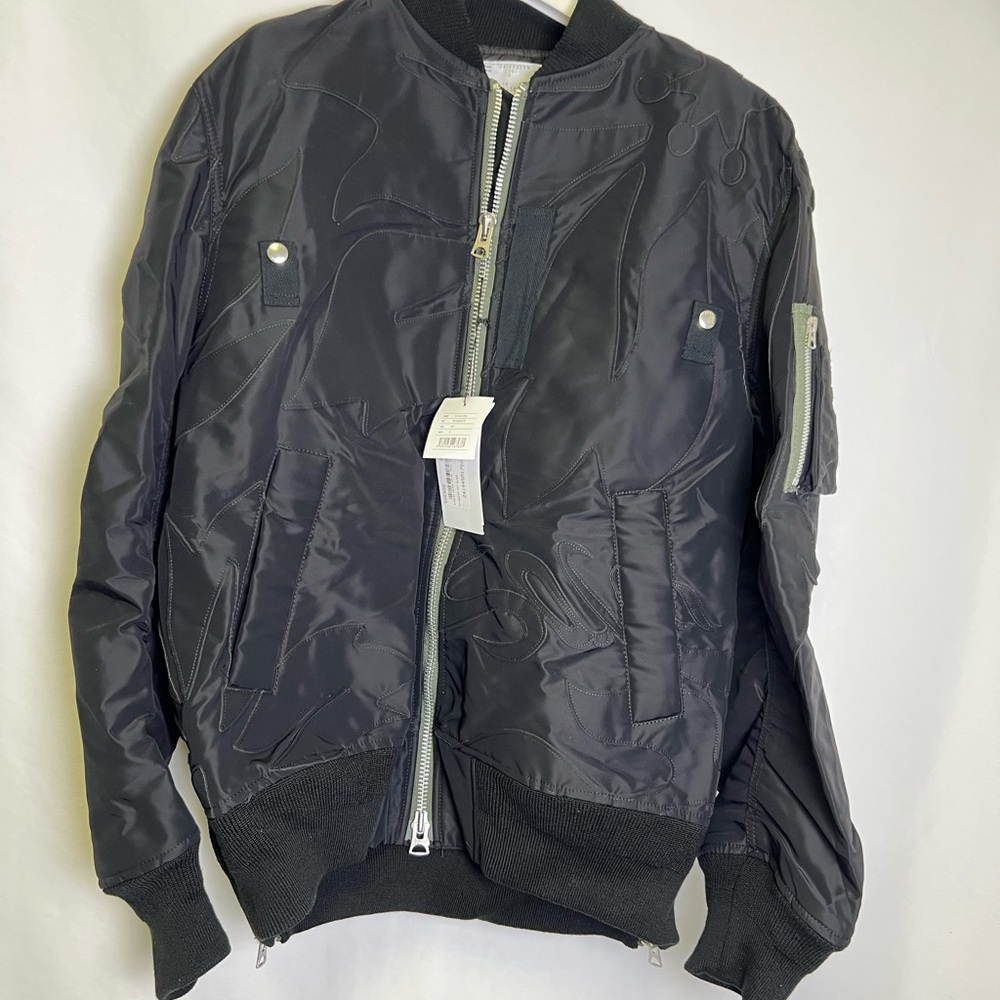 Sacai Nylon Twill Embroidered Patch Blouson bomber jacket NWT sz 3 (medium)
